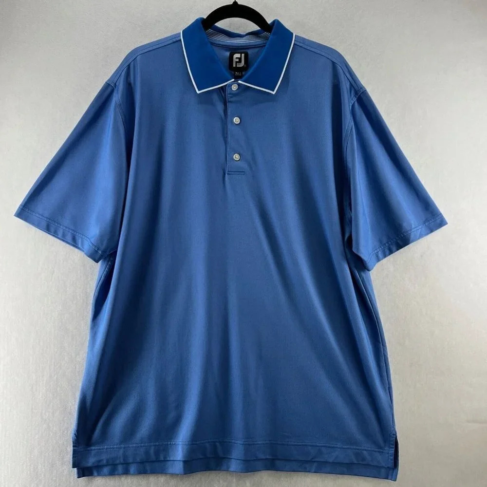 FootJoy Golf Polo Shirt Mens Sz XL Short Sleeve Stretch Jersey Performance Blue